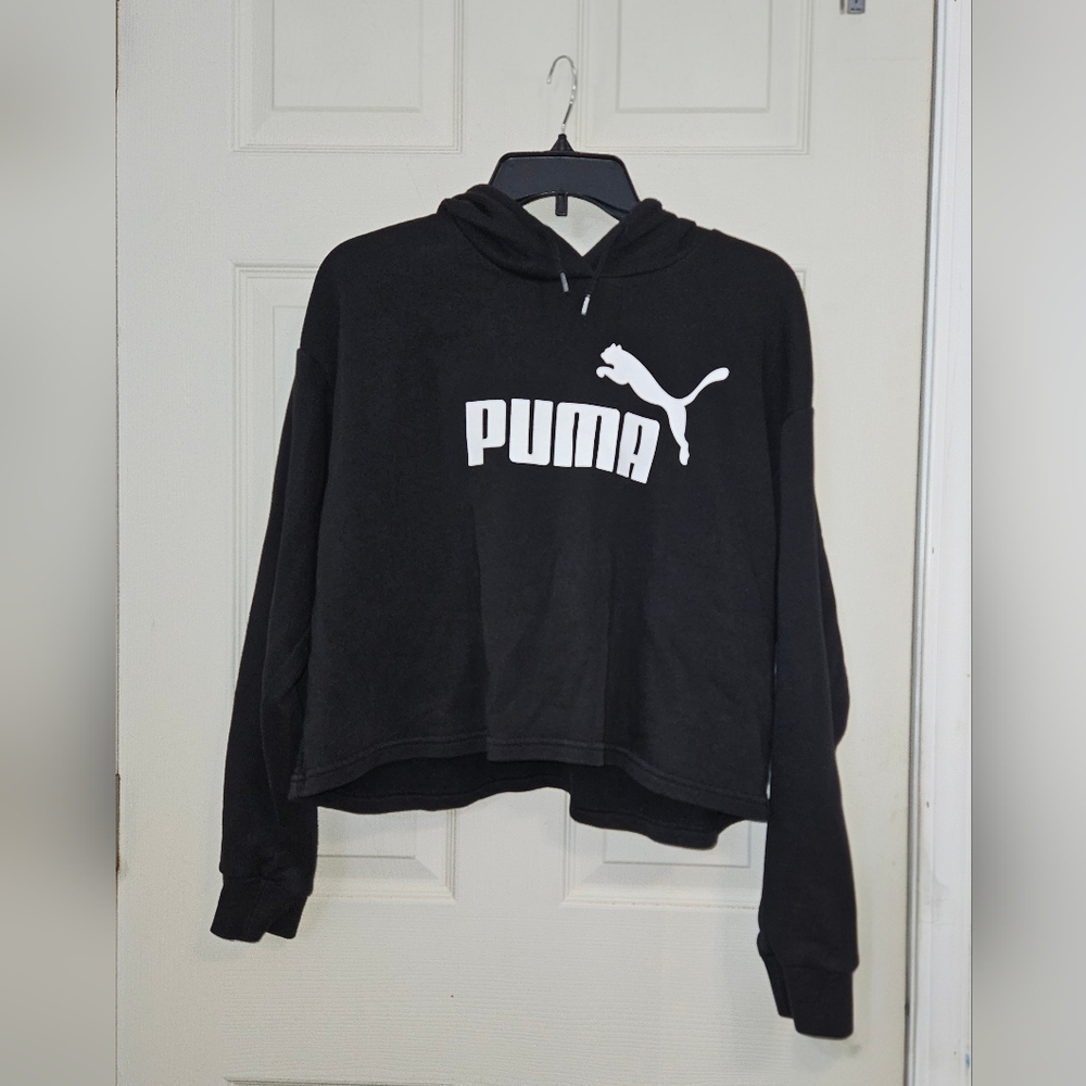 Puma Women's Black Hoodie with White Logo